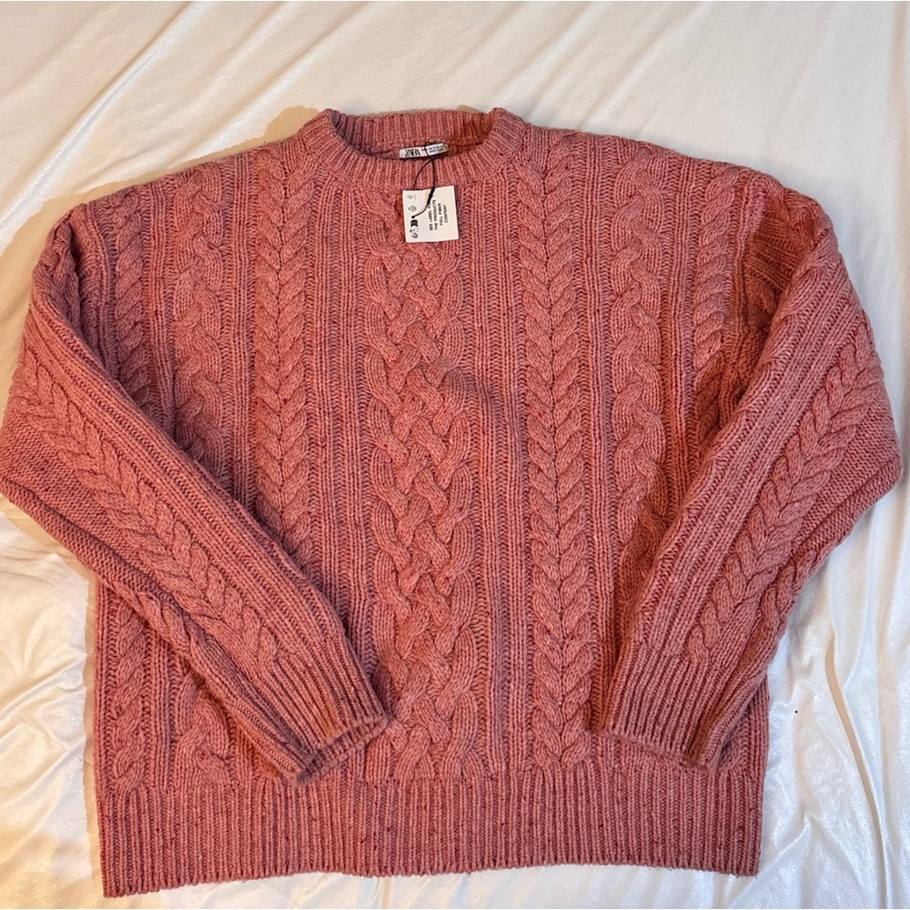 Pink Cable Knit Sweater